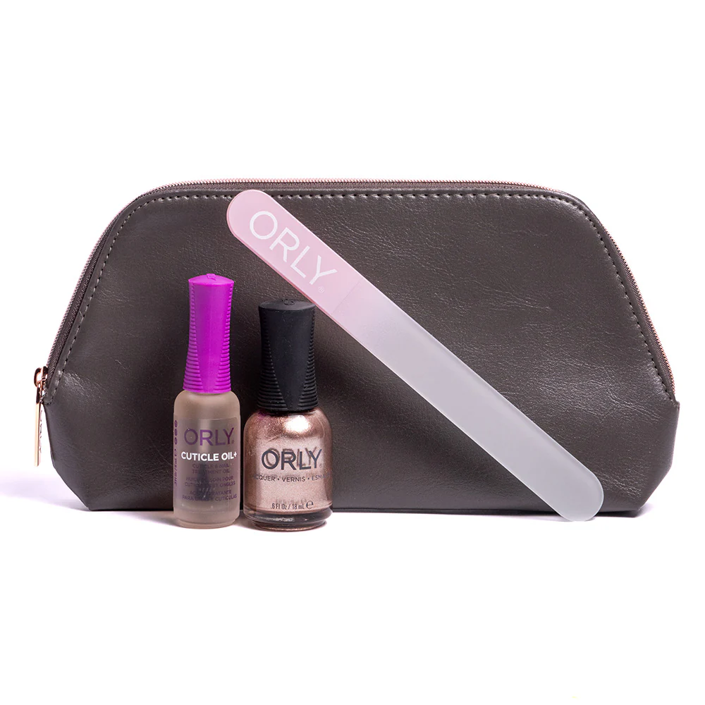 ORLY Grey Bag With Rose Gold Zip - Image 2