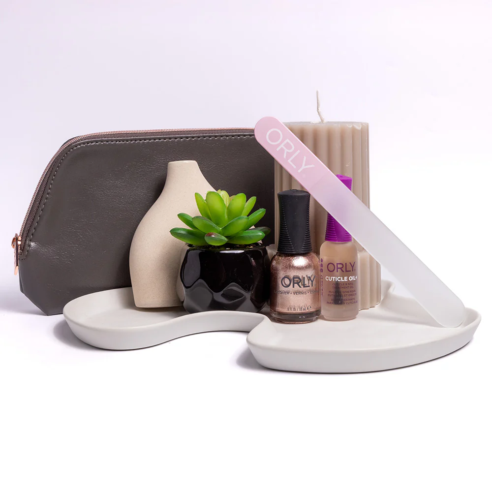 ORLY Grey Bag With Rose Gold Zip - Image 4